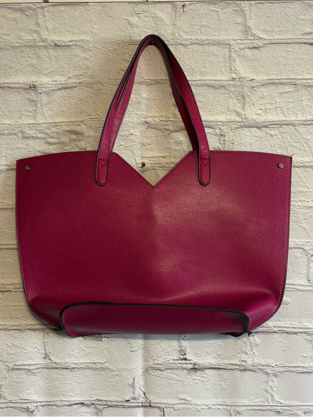 Neiman Marcus Fuchsia PU Leather Tote with Tassel - Picture 2 of 8
